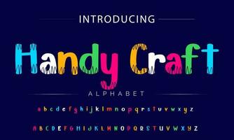 Funky colorful cartoon font type. Vector alphabet