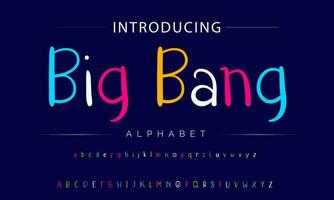 Funky colorful cartoon font type. Vector alphabet