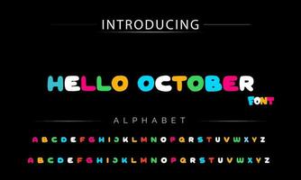 Funky colorful cartoon font type. Vector alphabet