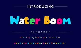 Funky colorful cartoon font type. Vector alphabet