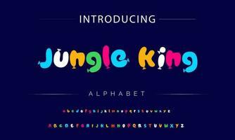 Funky colorful cartoon font type. Vector alphabet