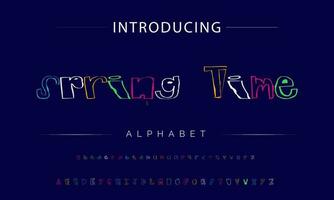 Funky colorful cartoon font type. Vector alphabet