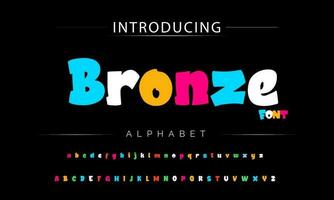 Funky colorful cartoon font type. Vector alphabet