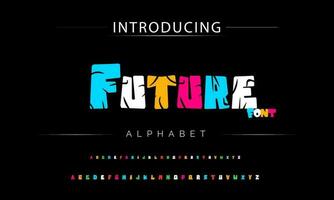 Funky colorful cartoon font type. Vector alphabet