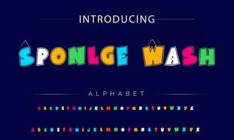 Funky colorful cartoon font type. Vector alphabet