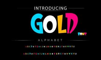 Funky colorful cartoon font type. Vector alphabet