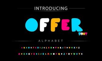 Funky colorful cartoon font type. Vector alphabet