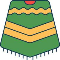 Green And Orange Poncho Icon In Flat Style. vector