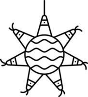 Hanging Pinata Star Icon In Linear Style. vector