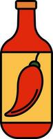 Red And Yellow Chili Sauce Bottle Icon. vector