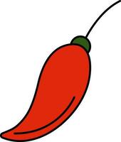 Flat Style Jalapeno Flat Icon In Red Color. vector