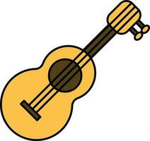 Yellow Guitar Icon In Flat Style. vector