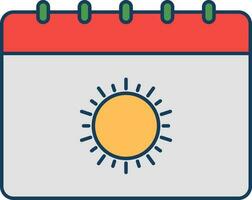 Sun Symbol Calendar Icon In Orange And Grey Color. vector