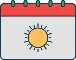 Sun Symbol Calendar Icon In Orange And Grey Color. vector