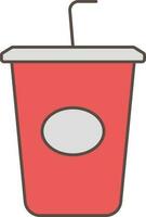 Disposable Cup With Straw Icon In Red And Gray Color. vector