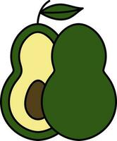 aguacate con medio pedazo verde y amarillo icono. vector