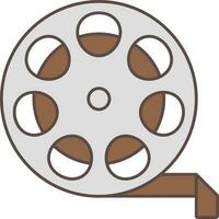 Film Reel Icon In Gray And Brown Color. vector