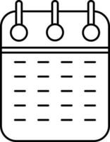 negro lineal estilo calendario icono o símbolo. vector