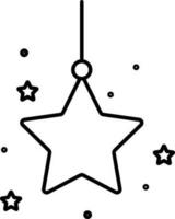 Isolated Hanging Decorative Star Icon In Line Art. vector