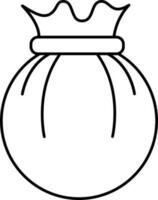 Isolated Money Bag Icon In Black Outline. vector