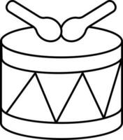 Snare Drum With Cross Tick Icon In Line Art. vector