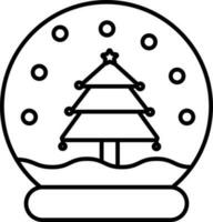 aislado Navidad árbol cristal pelota negro contorno icono. vector