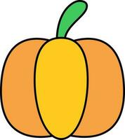 Isolated Pumpkin Icon In Yellow Color. vector