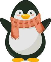 Isolated Penguin Wearing Scarf On White Background. vector