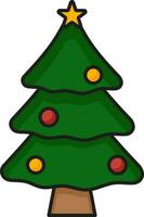 Isolated Decorative Christmas Or Xmas Tree Icon In Flat Style. vector