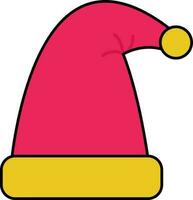 Isolated Santa Claus Hat Icon In Pink And Yellow Color. vector