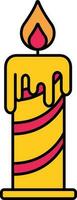 Isolated Burning Candle Icon In Pink And Yellow Color. vector