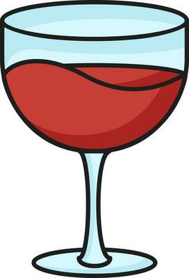 Vector Illustration Of Wine Glass Icon In Flat Style.