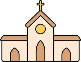 Isolated Colorful Church Building Icon In Flat Style. vector