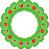 Isolated Decorative Christmas Wreath Icon In Flat Style. vector