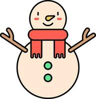 Isolated Snowman Wearing Scarf Icon In Flat Style. vector