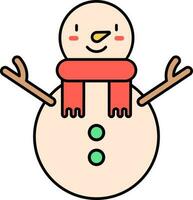 Isolated Snowman Wearing Scarf Icon In Flat Style. vector