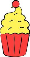 Pie Cake Icon In Yellow And Red Color. vector