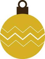 Flat Style Wavy Bauble Element In Yellow And White Color. vector