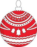 Flat Style Bells With Filigree Pattern Christmas Balls Flat Icon In Red And White Color. vector