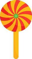 Isolated Spiral Lollipop Icon In Red And Yellow Color. vector