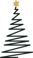 Zig Zag Christmas Tree Element In Black And Yellow Color. vector