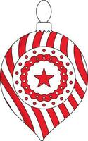 Red And White Firework Pattern Christmas Ball Icon In Flat Style. vector