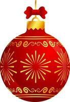 Red And Golden Firework Bauble Icon In 3D Style. vector