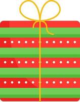 Illustration Of Striped Gift Box Icon With Ribbon In Flat Style. vector