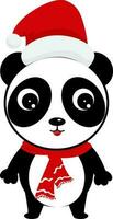 Cute Panda Bear as Santa on White Background. vector