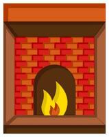 Sticker Style Colorful Decorative Fireplace Icon In Flat Style. vector