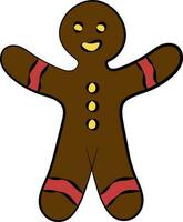 Illustration Of Brown And Red Color Gingerbread Icon In Flat Style. vector