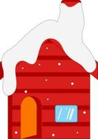 Isolated Snowy House Icon In Sticker Style. vector