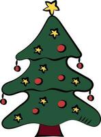 Isolated Christmas Or Xmas Tree Icon In Flat Style. vector