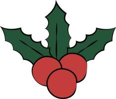 Holly Berry Leaves Icon In Green And Red Color. vector
